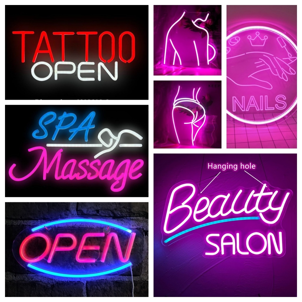 LED OPEN  ร้านนวดสปา/เล็บ/สักลาย ไฟ LED นีออนสำหรับร้านความงามและร้านเล็บ ป้ายศูนย์ความงามสำหรับสุภา