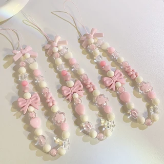 สายคล้องโทรศัพท์มือถือ สายคล้องลูกปัดโบว์ สายคล้องเคสโทรศัพท์มือถือ สายคล้องกุญแจกล้อง สไตล์ INS การ์ตูน น่ารัก ดอกไม้
