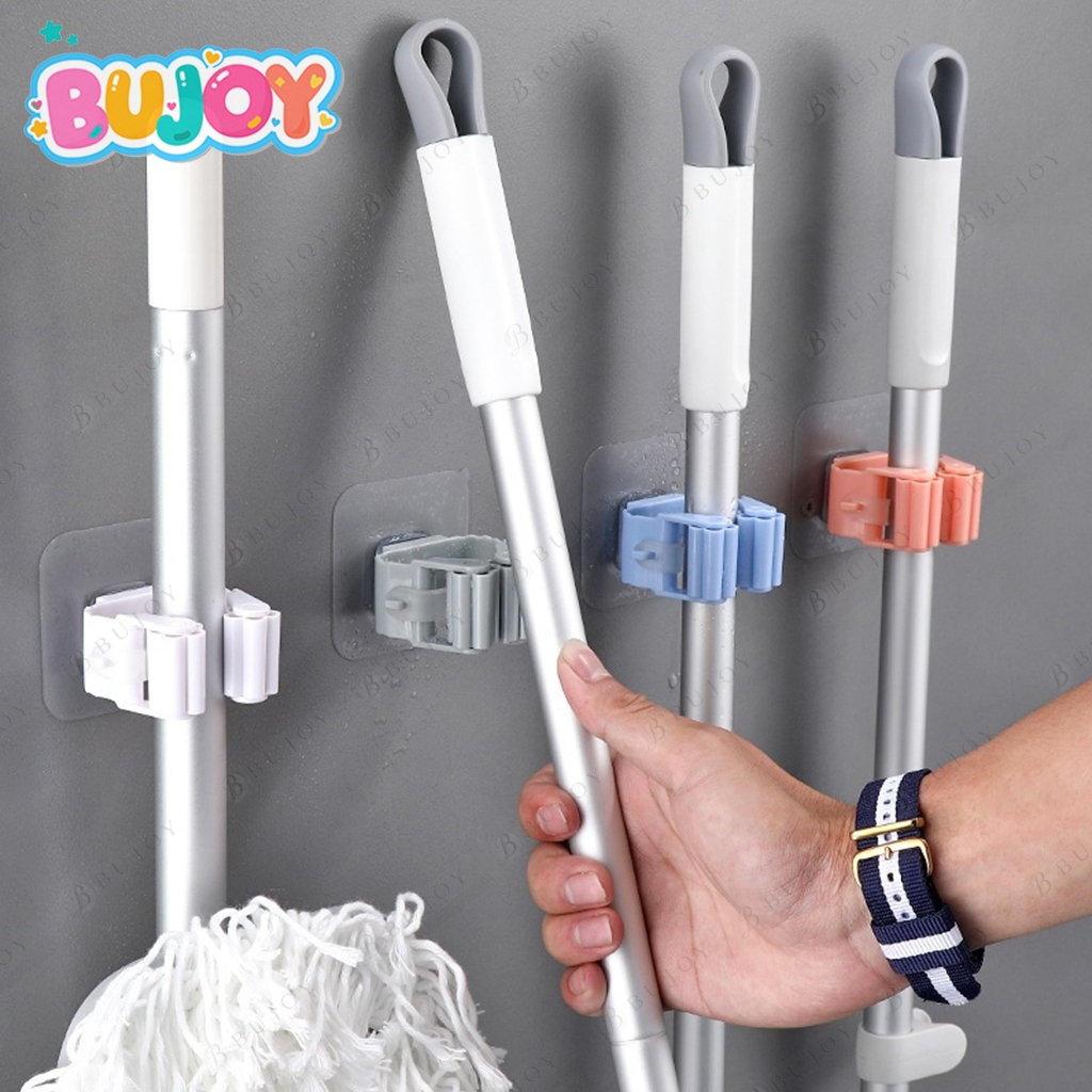 ที่แขวนไม้กวาด ที่แขวนไม้กวาดติดผนัง ไม้ถูพื้น ติดตั้งง่าย แข็งแรงทนทาน ที่หนีบอเนกประสงค์