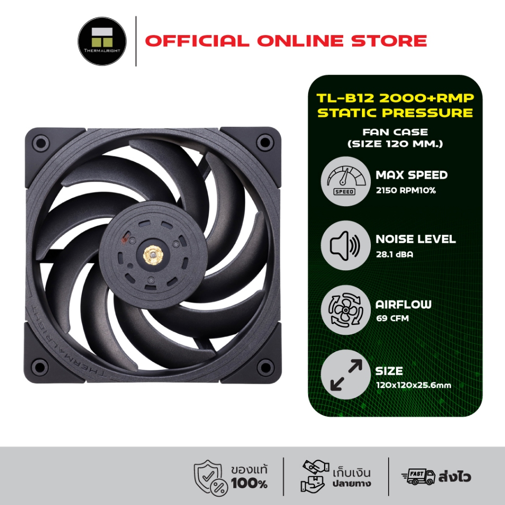 Thermalright TL-B12 2000+RMP Static Pressure Fan Case (size 120 mm.) ประกัน 6 ปี