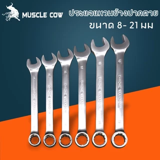 Muscle Cow ประแจแหวนข้างปากตาย ขนาด 8-21 มม. แหวนข้างปากตาย ประแจรวม ปากตายแหวนข้าง ประแจปากตายข้าง แหวนข้าง ปากตายแหวน