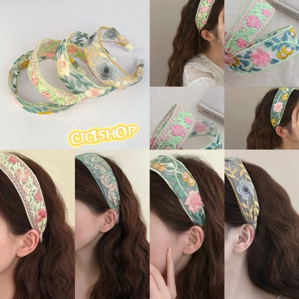 Cicishop(278)Flowers Headband 🌸 คาดผมถักลายดอกไม้ ใส่แมตช์ลุคหวานๆ