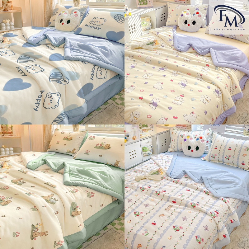 FM NEW ผ้าห่มใยถั่วเหลือง ผ้าห่มห้องแอร์ งานพรีเมี่ยม มีกุ๊นขอบ ลายยอดนิยม ผ้าห่มแอร์