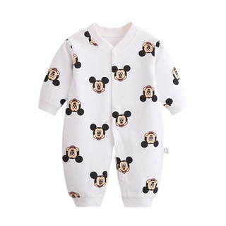 เสื้อผ้าเด็กแรกเกิดแขนยาว Disney Mickey ชุดเด็กอ่อน ชุดนอนเด็กอ่อน บอดี้สูทเด็ก แบบขายาวแป๊กหน้า