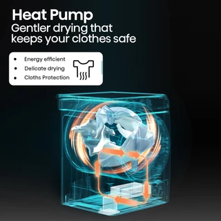 Hisense DRYER Heat Pump เครื่องอบผ้าฝาหน้า 8 kg. สีเทา รุ่น DH80N1
