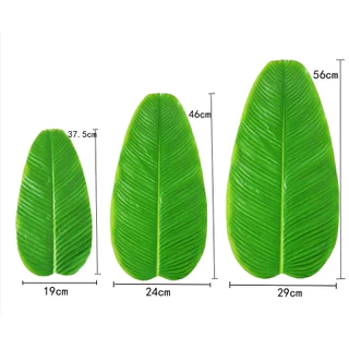 ใบตองปลอม Banana Leaf ใบตองเสมือนจริง ใบตองเทียม ใบประดับโต๊ะ ใบตองพลาสติก MoMo Bakery