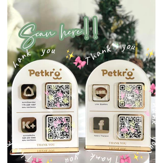 ป้ายสแกนรับเงินคิวอาร์โค้ด ทรงโค้ง ตกแต่งด้วยมิลเลอร์สีทอง(ทักแชทส่งข้อมูลก่อนสั่ง)