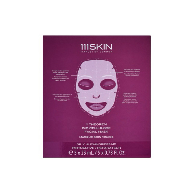 111 SKIN - Y THEOREM BIO CELLULOSE FACIAL MASK BOX 5*23 ML.