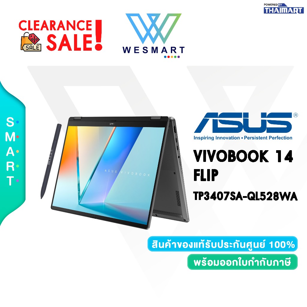 (Clearance) ASUS NOTEBOOK 2 IN 1 VIVOBOOK 14 FLIP TP3407SA-QL528WA : Demo สินค้าตัวโชว์/ประกันศูนย์ 