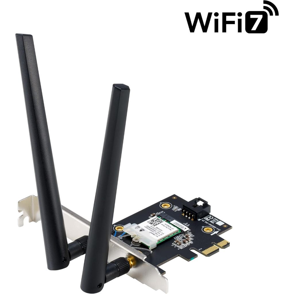 ((แบบไม่มีกล่อง)) ASUS (PCE-BE6500) WiFi 7 PCI-E Adapter with 2 external antennas Bluetooth 5.4, WPA