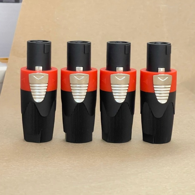 new ปลั๊กลำโพงแบบหมุนล็อคสำหรับต่อสายลำโพง สเปคคอน Speakon สเปคค่อนลำโพง สีส้มดำ