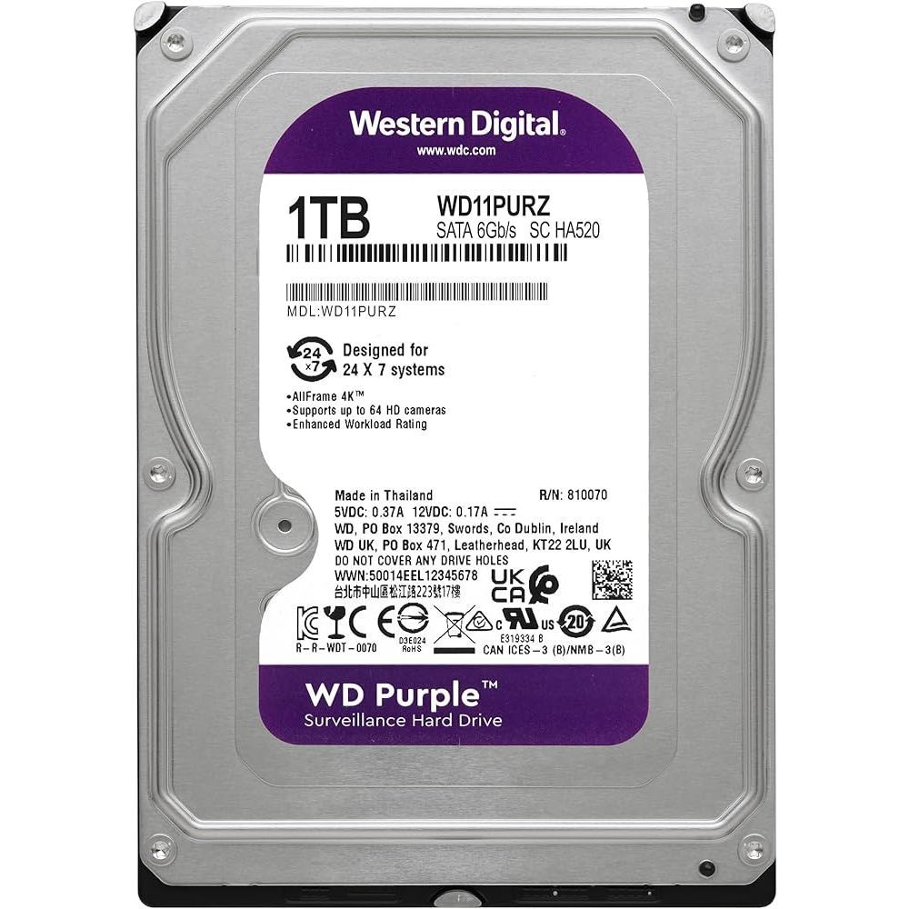 WD Purple HDD CCTV สีม่วง 1 / 2 / 4 / 6TB - WD11PURZ / WD23PURZ / WD43PURZ / WD63PURZ - แบบเลือกซื้อ