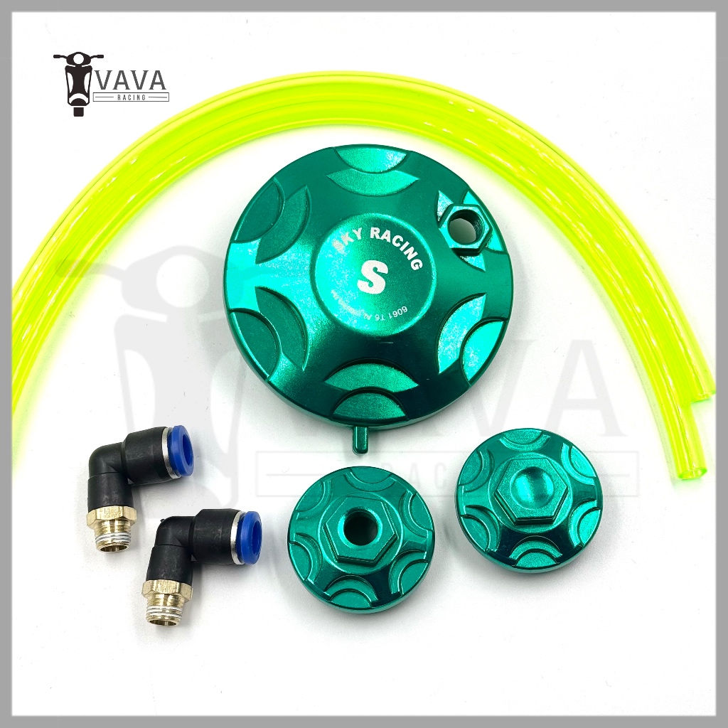 ฝาวาวล์ ​+ ฝาปิดโซ่ราวลิ้น รุ่น WAVE100/110/100z/100s/ubox /ดรีมนิว/ไนท์110 งานอลูมิเนียม (เป็นชุด พร้อมสายระบาย,หัวฟิตต - รูปที่ 2