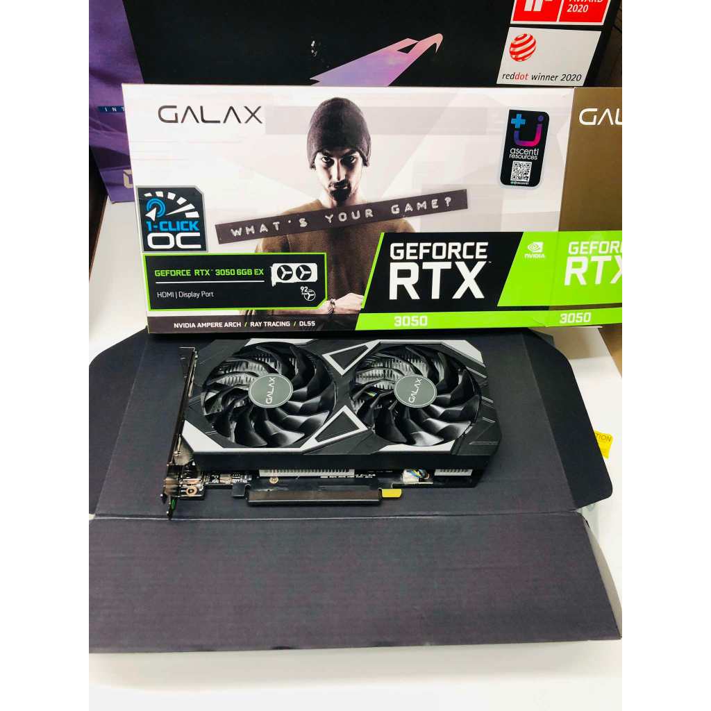 VGA GALAX RTX3050 EX 6GB DDR6 ครบกล่อง ประกันเดินมา 2 เดือน สภาพมือ 1 ไม่ต่อไฟเพิ่ม