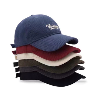 (EO) หมวกแก๊ปกันแดด ผ้าลูกฟูก cap (ป้ายvintage)
