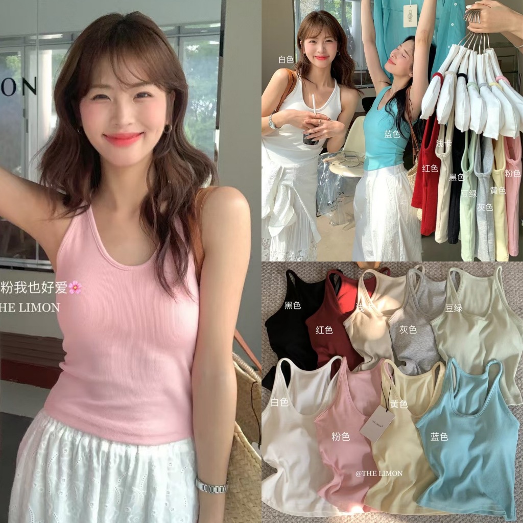 🧡🧵 🇰🇷 1002 เสือกล้าม ทรงคล้องคอ ผ้าร่องเล็ก มีฟองน้ำให้ค่ะ ผ้ายืดหยุ่นได้ดีทรงเกาหลี ทรงน่ารัก แฟชั่นเกาหลี TAG KOREA 🧵🧡