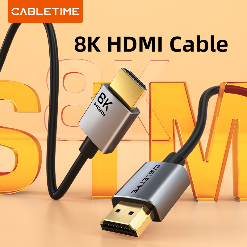 CABLETIME CH14 สาย HDMI 2.1 เส้นเล็ก เส้นบาง Ultra Slim Cable 8K@60Hz/4K@120Hz/Dolby Vision/ATMOS/ARC/eARC/HDR10