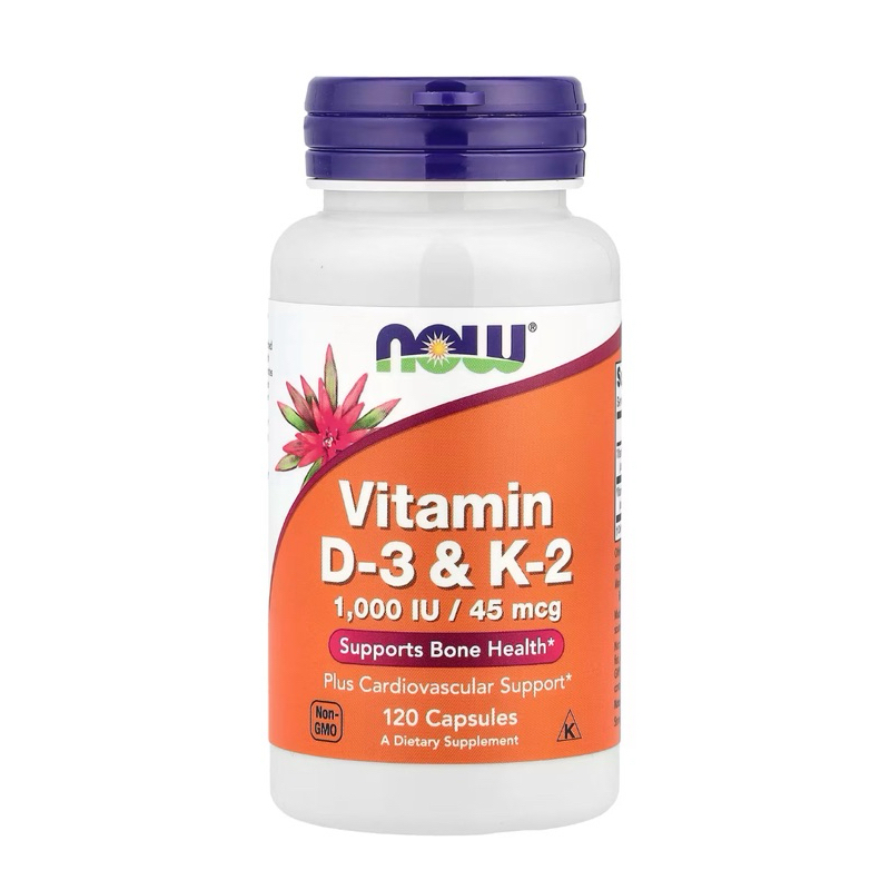 NOW Foods Vitamin D-3 & K-2, 120 Capsules
