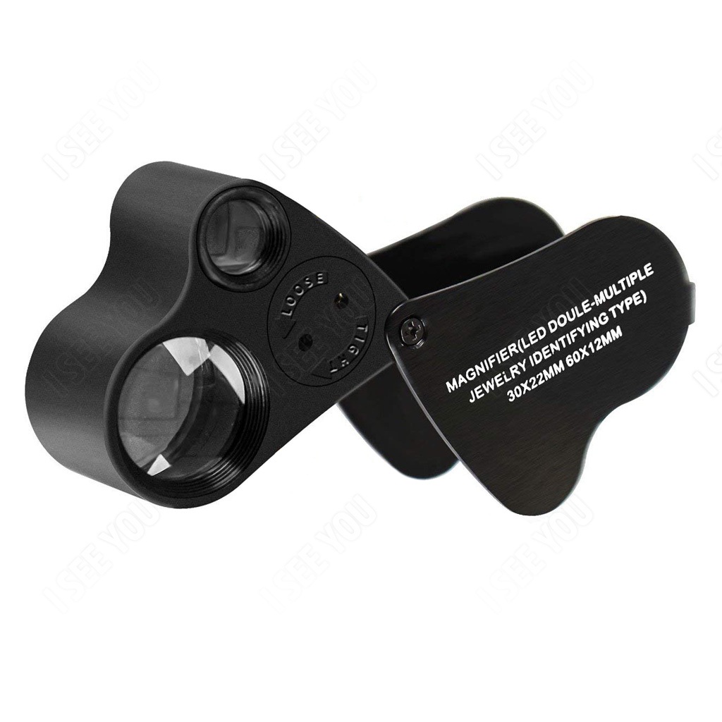 ส่งจากไทย! กล้องส่องพระไฟทางเดียว MAGNIFIER (สีขาว) สองเลนส์ 30X และ 60X มีไฟ LED สว่างใส ชัดเจน