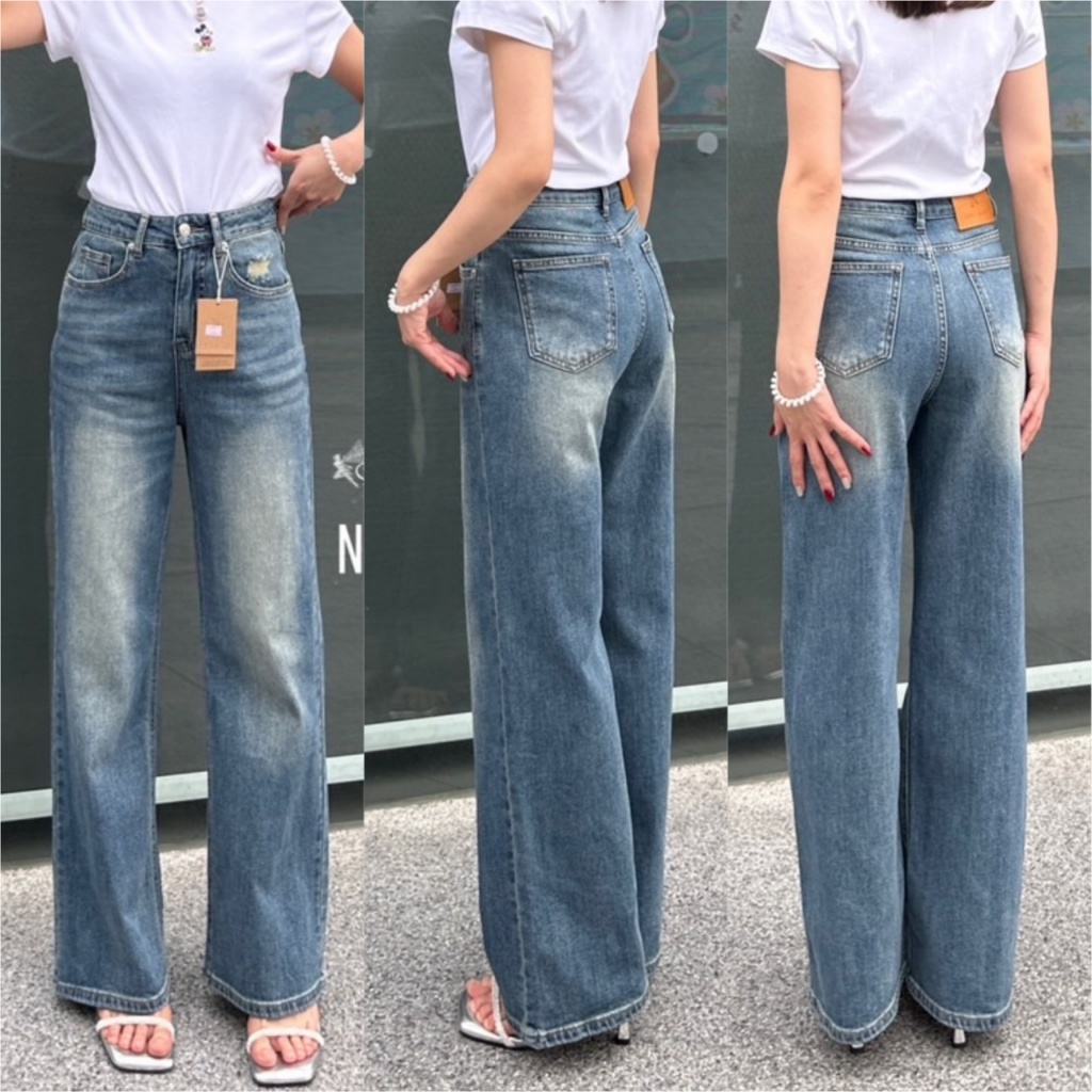 (SALE) NJ777# กางเกงยีนส์ขากระบอกยาว