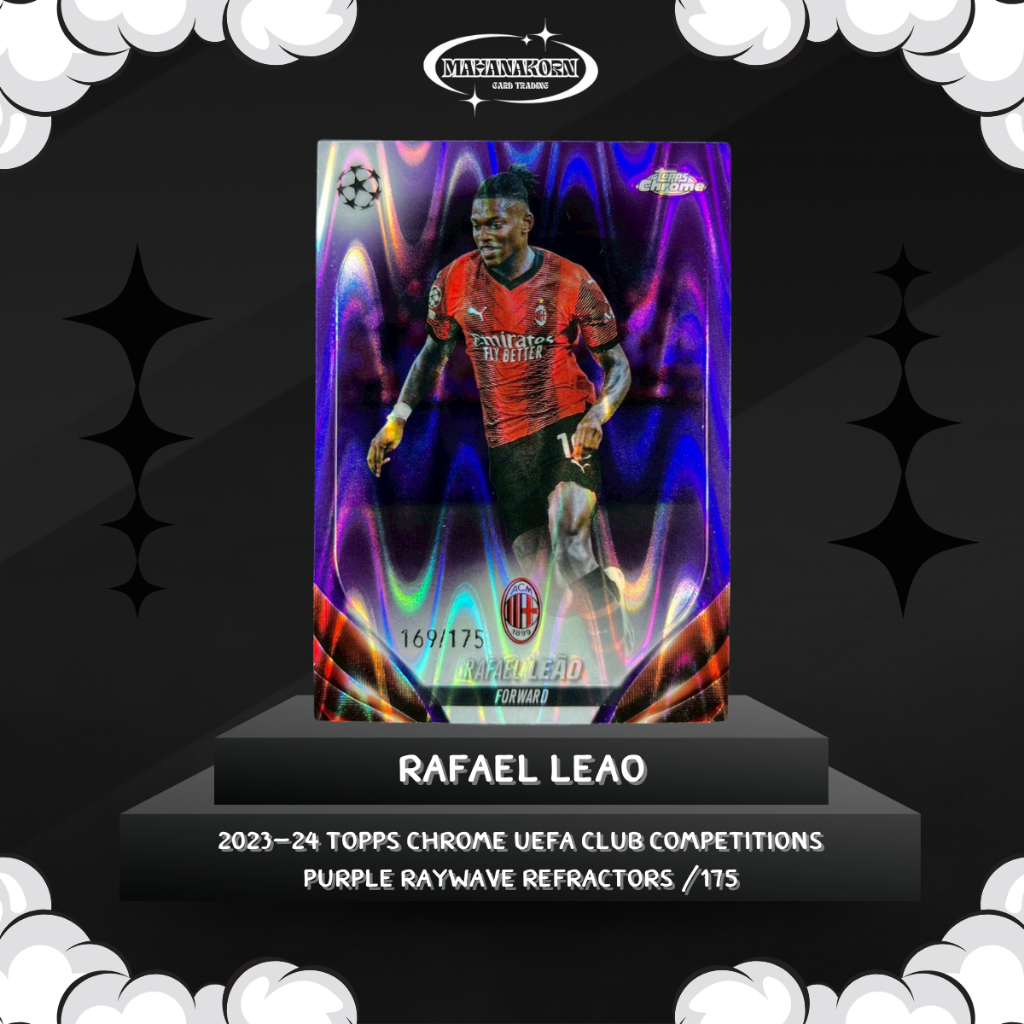 Rafael Leao 2023-24 Topps Chrome UEFA Club Competitions Purple RayWave Refractors /175