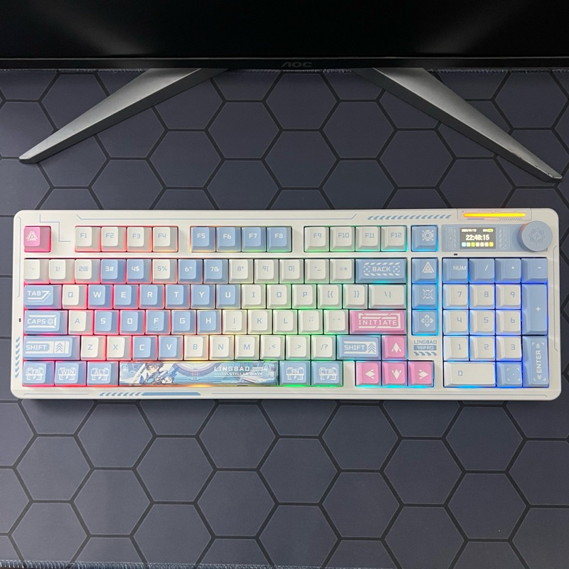 Lingbao K98PRO จอLCD คีย์บอร์ดลายอนิเมะ 3 โหมด USB/2.4G/Bluetooth แบต10000mAh RGB 14โหมดประกัน 1ปี ส่งฟรี