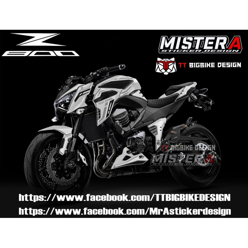(Mr.AM) ชุดสติ๊กเกอร์ [เกรด Premium] Kawasaki Z800 (RACE ARMOR)
