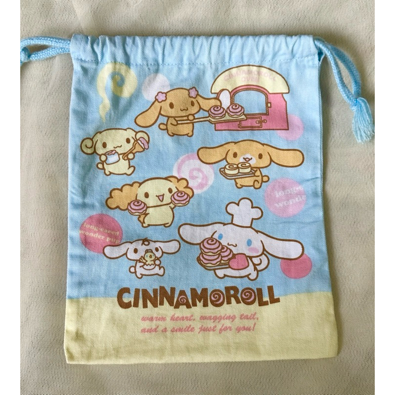 มือสอง(มีคราบ/รอยเขียน) กระเป๋ารูด Cinamoroll Cappuccino Mocha Chiffon Sanrioปี 2007 (Made inJapan) 