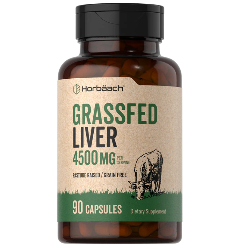 Horbaach Grass Fed Beef Liver 4500mg per serving | 90 Capsules