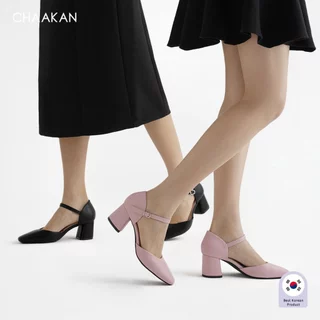 CHAAKAN [นำเข้าเกาหลี 100%] Selma Mary Jane Heels รองเท้าส้นสูงแมรี่เจนผู้หญิง ส้นบล็อก 6ซม. เปิดข้าง เบา ไม่บาดผิวเท้า