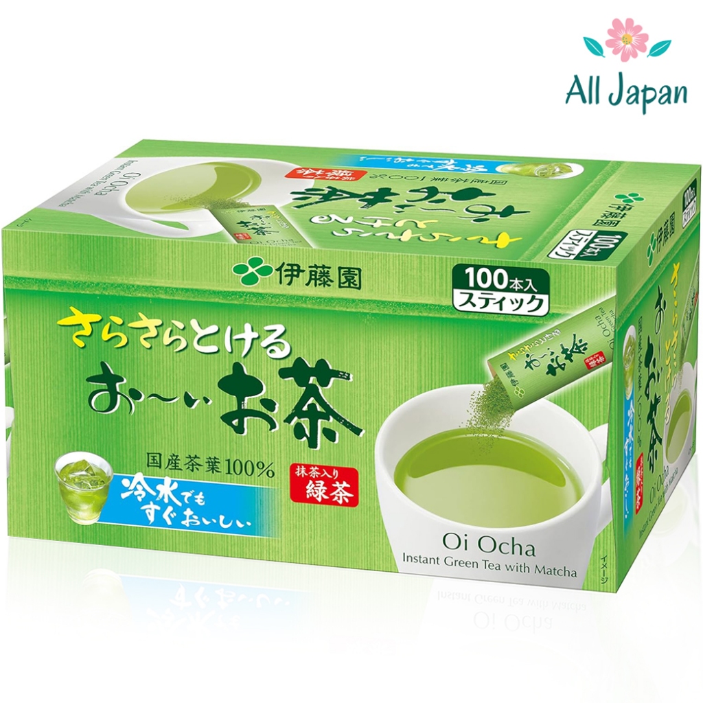 🌸Itoen Oiocha Green Tea อิโตเอ็น ผงชาเขียวญี่ปุ่น ชาเขียวสำเร็จรูป ละลายง่ายทั้งในน้ำร้อนและน้ำเย็น บรรจุ 100 ซอง/กล่อง