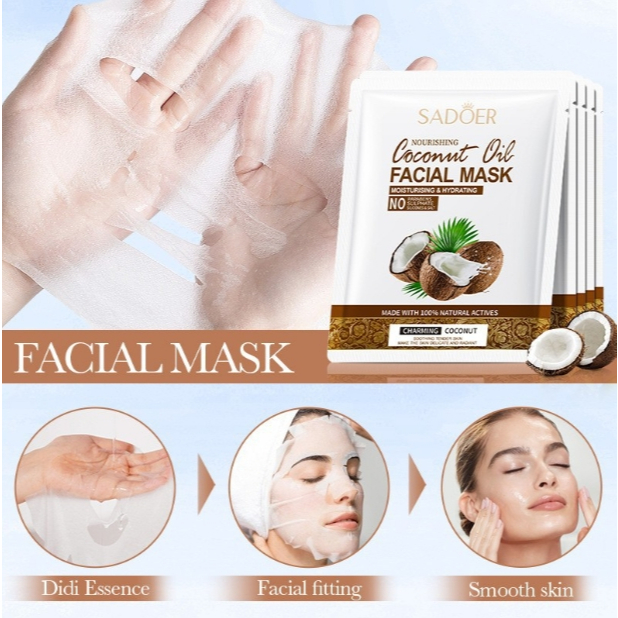 มาสก์หน้า Sadoer Coconut Oil FACIAL MASK  ( แผ่นมาส์กหน้ามะพร้าว )