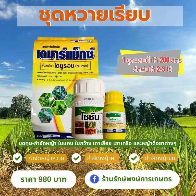 ชุดหวายเรียบ กำจัดวัชพืชตายยาก หญ้าหวาย หญ้าคา ตายเรียบ