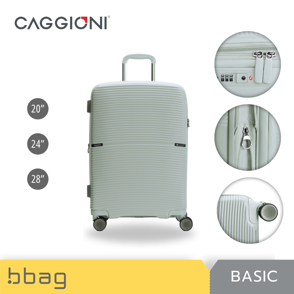 CAGGIONI กระเป๋าเดินทาง 20/24/28 นิ้ว รุ่น Basic CAG01 ABS เบาพิเศษ ซิปขยาย 25% ผิวด้าน TSA Lock [สี