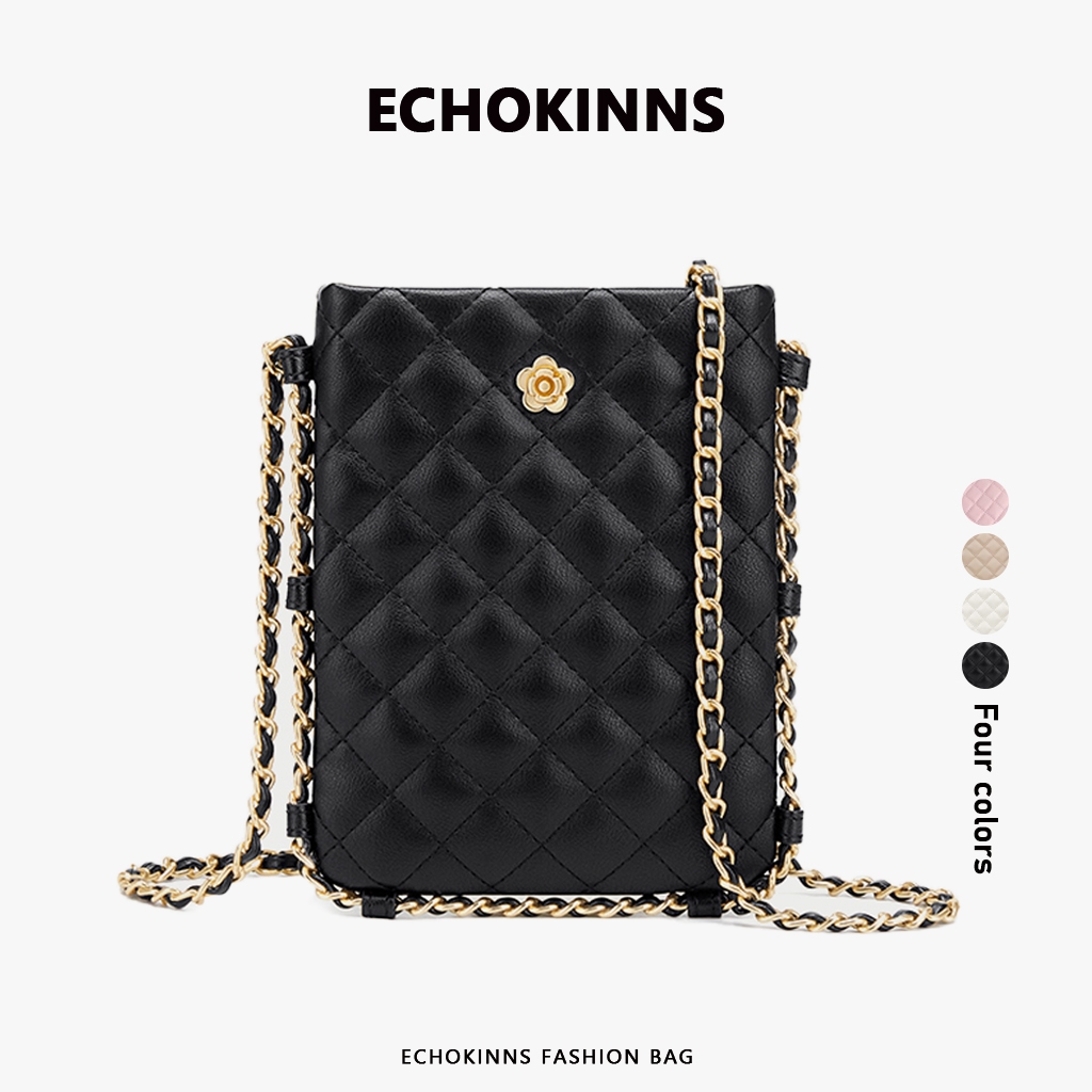 EchoKinns กระเป๋าสะพายข้างผู้หญิง สไตล์เกาหลี พร้อมโซ่ กระเป๋าใส่โทรศัพท์ แฟชั่น กระเป๋าสะพายไหล่