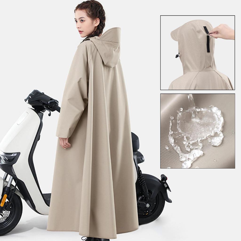 เสื้อกันฝน มีฮู้ด ชุดกันฝนเหมาะสำหรับการขี่มอเตอร์ไซค์ ผ้า Oxford เสื้อกันฝน ผู้ใหญ่ กันน้ำ - รูปที่ 4
