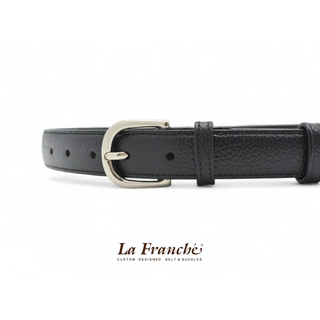 La Franche حزام جلد بقري Pebble أسود مع إبزيم — صورة 4
