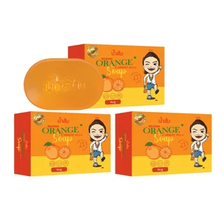 สบู่น้ำส้ม 3 ก้อน 88.- *แถม* ตาข่ายตีฟอง ออร์แกนิค สบู่ล้างหน้า ฟอกตัว พร้อมส่ง