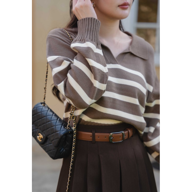 Drop sweater  สี Ash brown ( น้ำตาลหม่น ) งานทอคุณภาพดีมากค่ะ