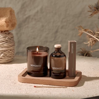 [บรรจุกล่องของขวัญ] SOYaMOO เทียนหอมอโรม่า ก้านน้ำหอม ชุดของขวัญ Reed Diffuser+Soy Candle