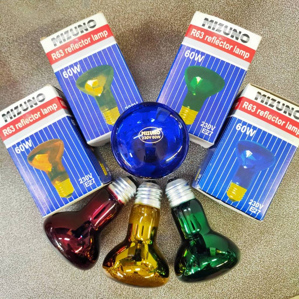 หลอดสปอร์ตไลท์ สีน้ำเงิน 60W R63 ขั้ว E27 reflector lamp Mizuno หลอดหรี่