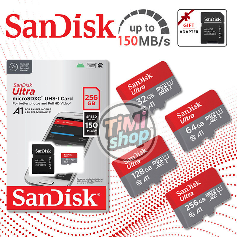 SANDISK Utral Micro SD card 64GB 128GB 256GB 512GB 1TB 2TB 4K U1 C10 A1 SDcard แท้ Memory card GoPro Nintendoswitch โดรน