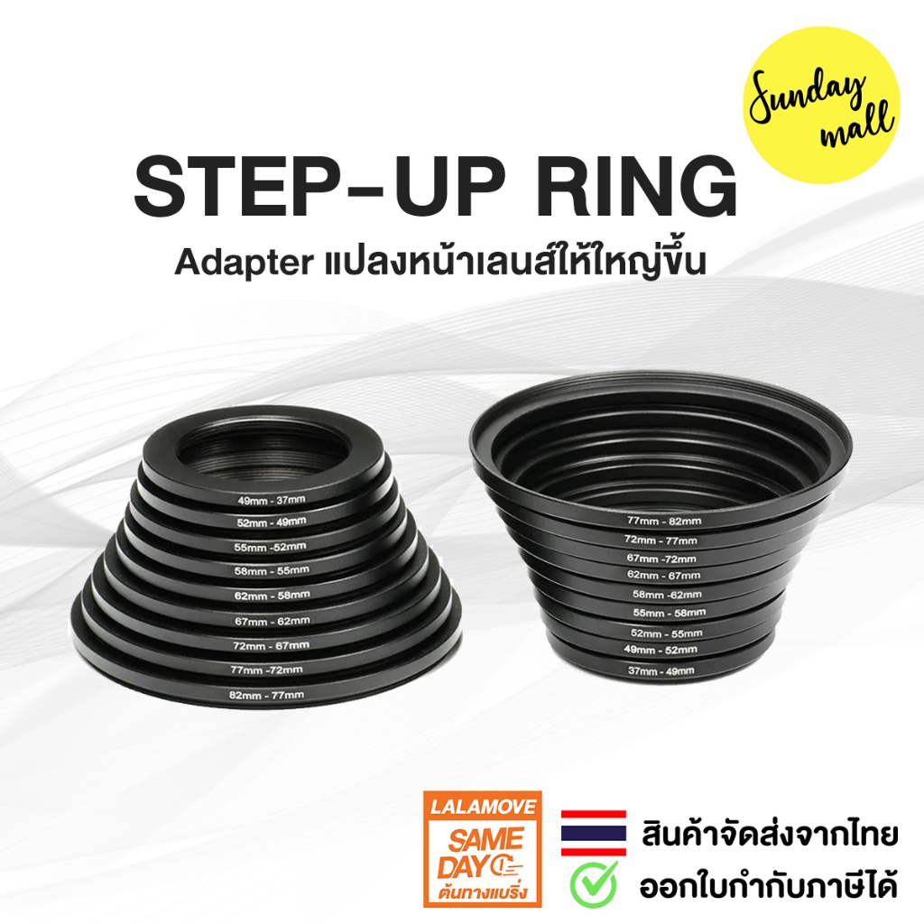 Step up ring adapter แหวนแปลงหน้าเลนส์ให้ใหญ่ขึ้น มีหลายขนาดให้เลือก