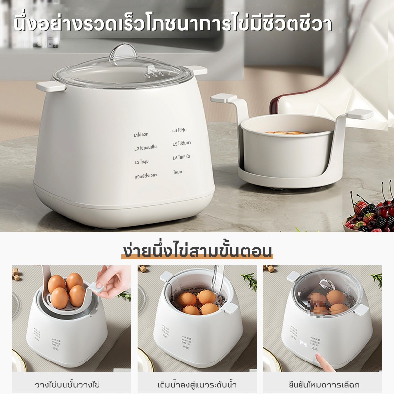 Rack หม้อต้มไข่ SUS304 เครื่องต้มไข่อัตโนมัติอเนกประสงค์ 6 โหมดการปรุงอาหาร  ควบคุมแบบสัมผัสพร้อมฟีเจอร์นัดหมาย – โปรปัง