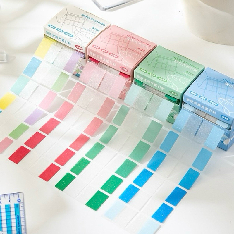  อินเด็กซ์โน๊ต PET กริตเตอร์ แบบกล่อง 120ดวง Index Sticky Note โพอิท โน๊ตกาว เครื่องเขียน สมุดโน๊ต