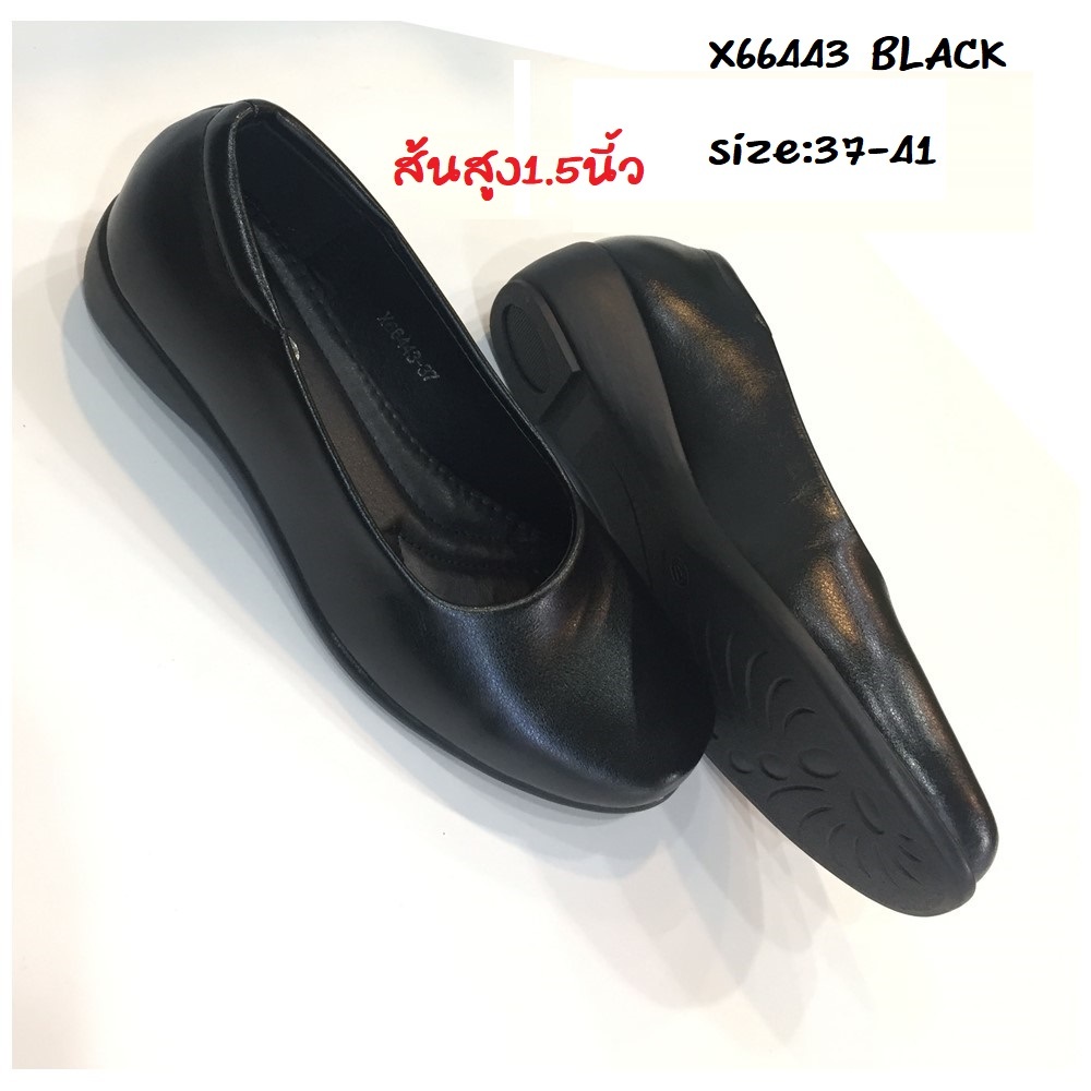 prettycomfort รองเท้าคัทชู ใส่ทำงาน นักเรียน ทรงหัวตัด ส้นสูง1.5นิ้ว วัสดุหนังพียู ใส่สบาย พื้นนิ่ม น้ำหนักเบา X66443