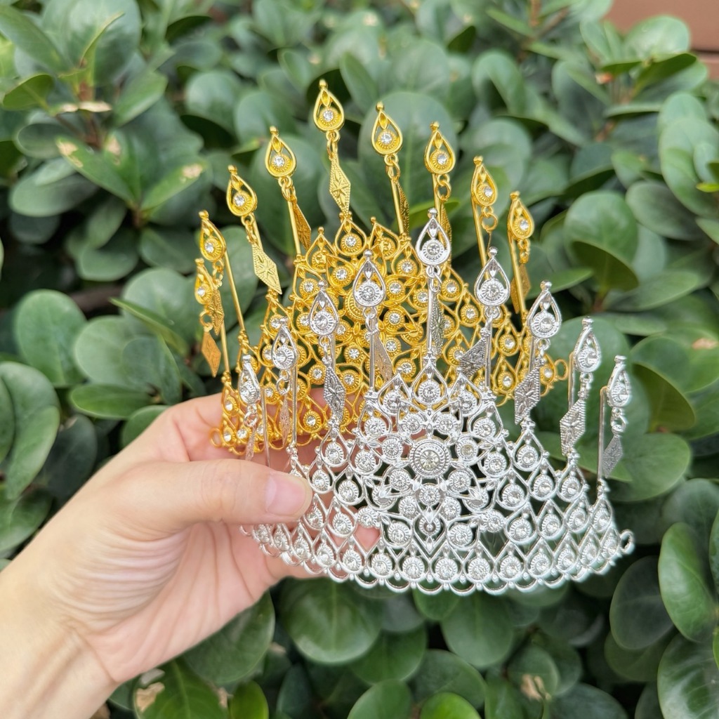 กะบังหน้า สีเงิน สีทอง เครื่องประดับผม มงกุฏครึ่ง สวมใส่ในงานบุญต่างๆ นางรำ