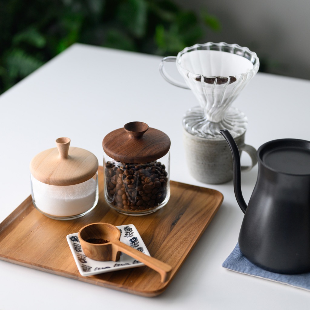 CHABATREE - HIS & HER SPROUT JAR ขวดโหลแก้วพร้อมฝาไม้วอลนัท/เมเปิ้ล