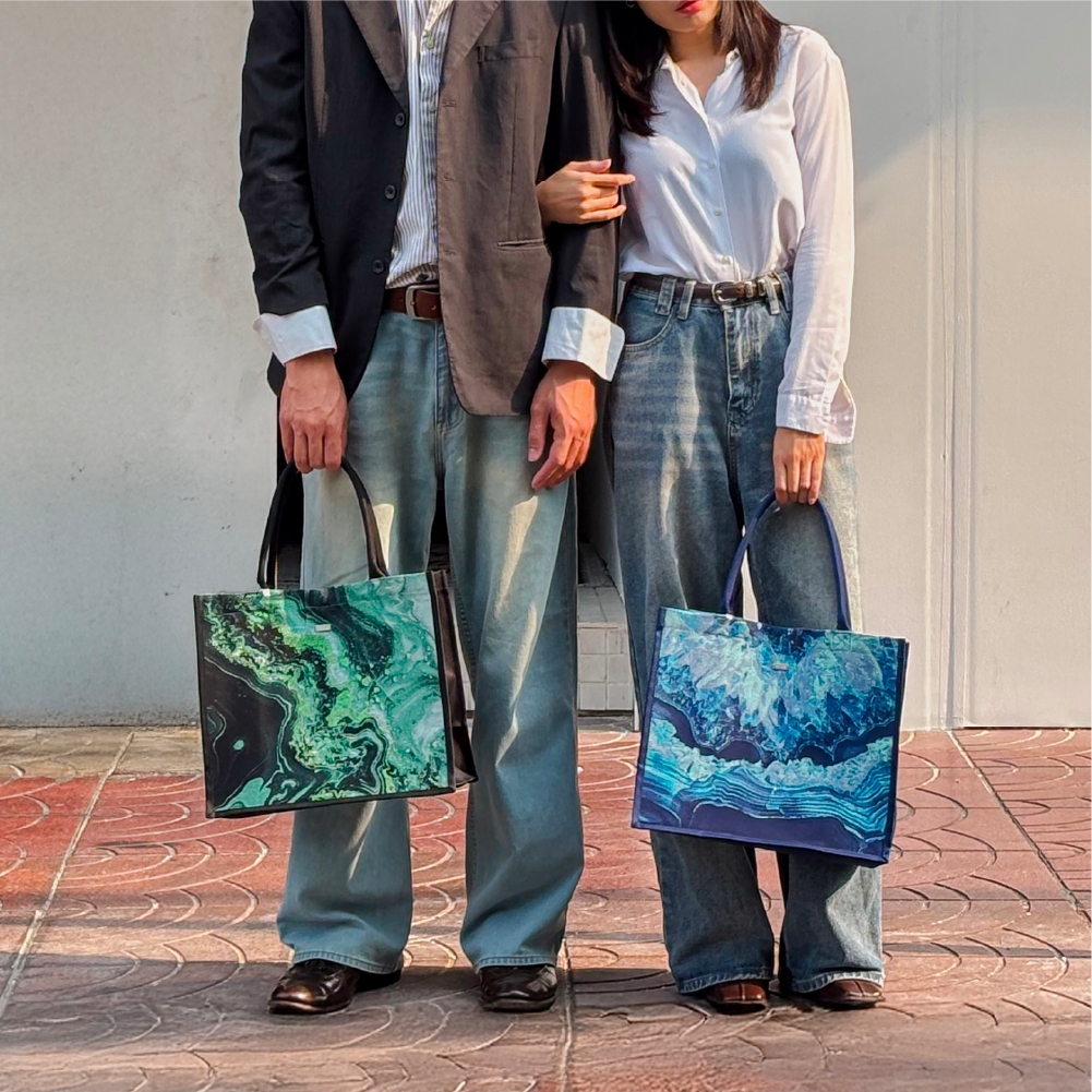 PASAYA Woven Art Bag x ROCK & FLOWER - R&F DIAMOND Size M (33x31x15 cm.)