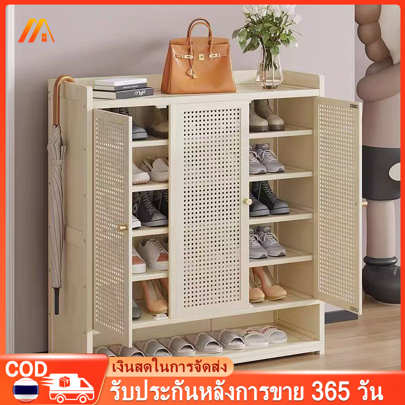 ประตูบ้านหลายชั้นวางชั้นวางความจุขนาดใหญ่ตู้รองเท้าที่จัดเก็บสไตล์ครีมสไตล์ใหม่สไตล์เข้า